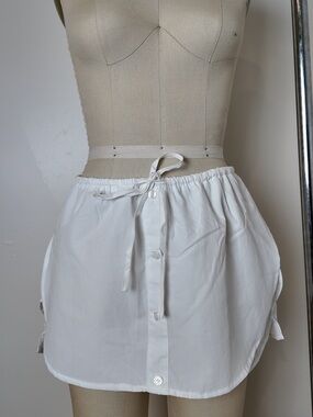 White Button-Front Drawstring Mini Skort